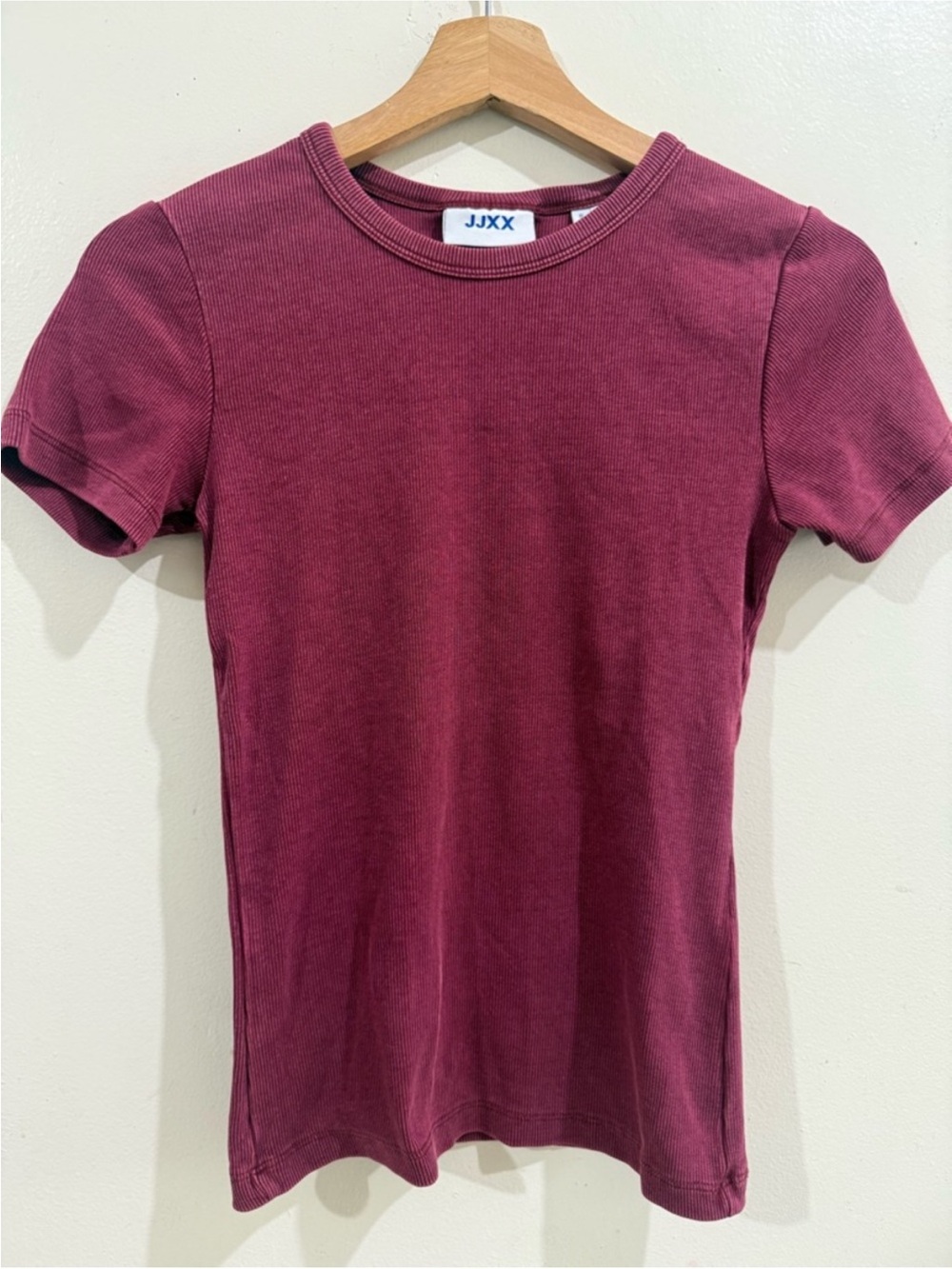 Jjxx Ribbed Crewneck Short Sleeve Top - Berry Plum